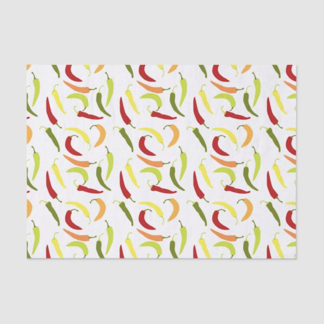Cute Chili peppers tiled pattern Mexican Tissue Paper (Front)