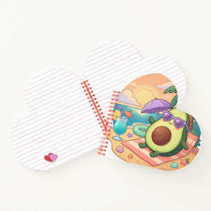 Cute Chill Avocado on Beach Summer Vacation Sticke Notebook