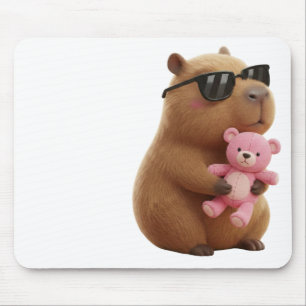 Cute Chill Capybara with Teddy Bear Aesthetic  Mouse Pad