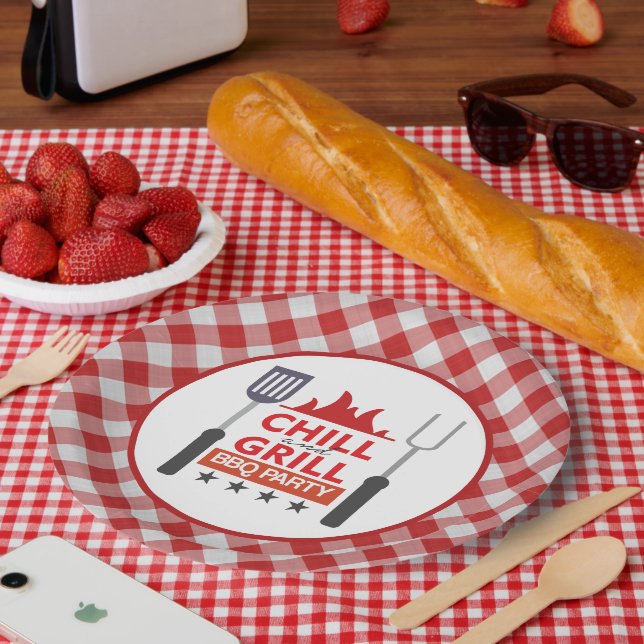 Cute chill grill BBQ party Paper Plate (Picnic)