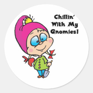 Cute Chillin With My Gnomes Design Classic Round Sticker