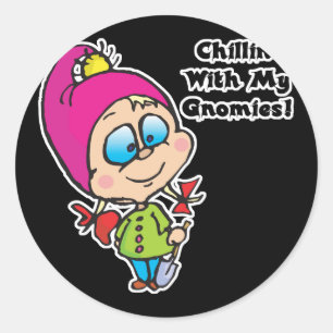 Cute Chillin With My Gnomes Design Classic Round Sticker