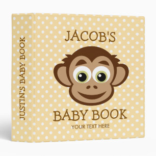 Cute chimp monkey personalized baby photo album binder