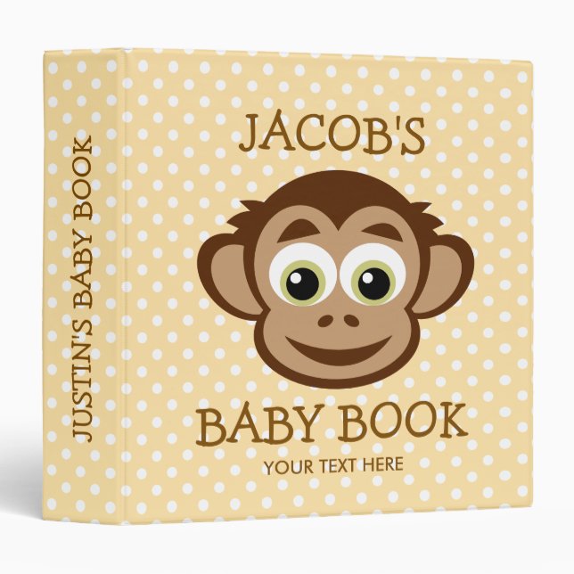 Cute chimp monkey personalized baby photo album binder (Front/Spine)
