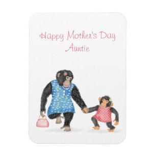 Cute chimp Mother's Day magnet for aunt