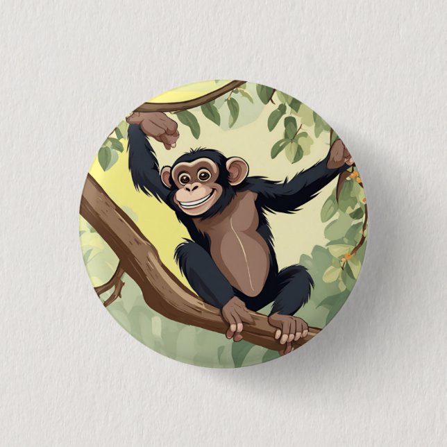 Cute Chimpanzee 1 Inch Round Button (Front)