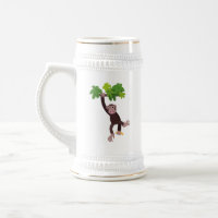 Cute chimpanzee in jungle hanging cartoon
