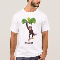 Cute chimpanzee in jungle hanging cartoon