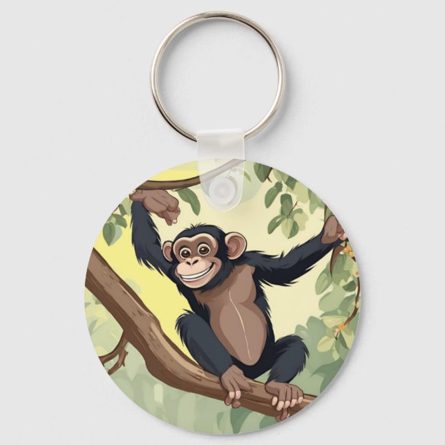 Cute Chimpanzee Keychain (Front)