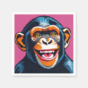 Cute Chimpanzee Laughs Napkin