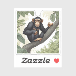 Cute chimpanzee on the branch greets