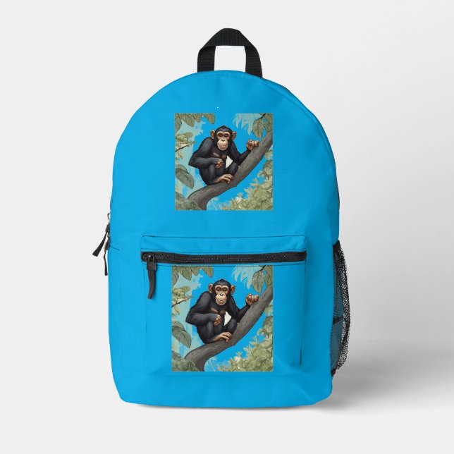 Cute Chimpanzee Printed Backpack (Front)