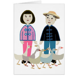 Cute Chinese couple with ducks