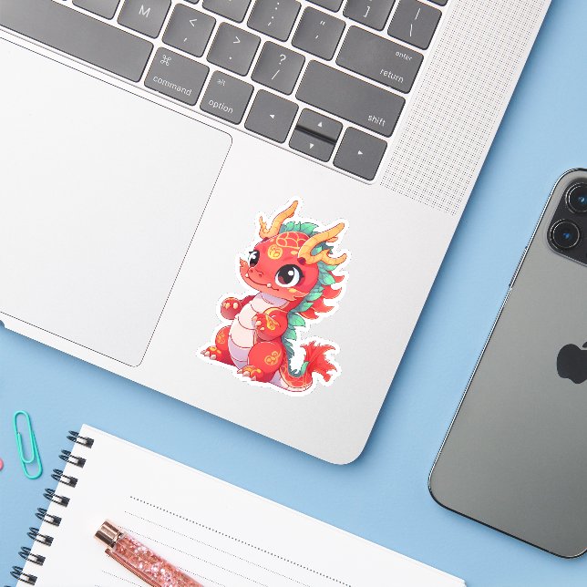 Cute Chinese Dragon  (Laptop w/ iPhone)