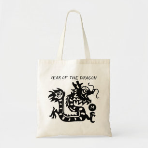 Cute Chinese Dragon Year paper-cut 2024 Monogram B Tote Bag