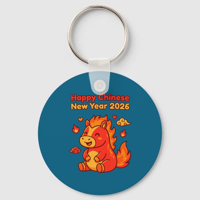 Cute Chinese Lunar Horse Premium Tri Keychain (Front)