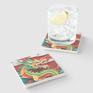 Cute Chinese New Year Dragon Zodiac Birthday MC1 Stone Coaster