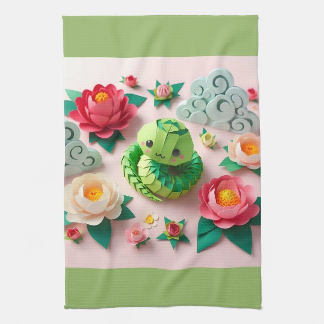 Cute Chinese New Year Snake 2025 KT1 Kitchen Towel (Vertical)