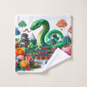 Cute Chinese New Year Snake 2025 WC6 Wash Cloth