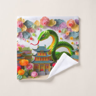 Cute Chinese New Year Snake 2025 WC7 Wash Cloth
