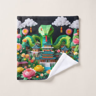 Cute Chinese New Year Snake 2025 WC8 Wash Cloth