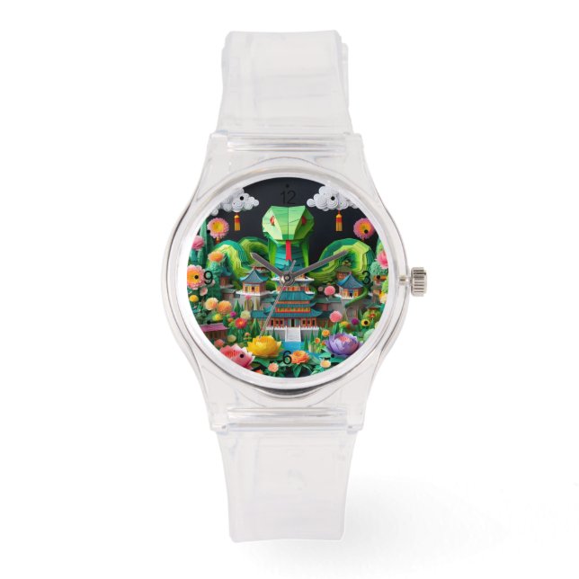 Cute Chinese New Year Snake Origami WGW8 Watch (Front)