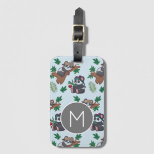Cute Chinese Pandas Pattern Monogram Luggage Tag
