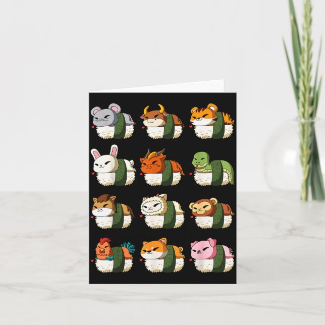 Cute Chinese Zodiac Animal Signs Lunar New Year Su Card (Front)
