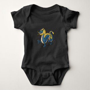 Cute Chinese Zodiac Dragon Black Baby Bodysuit