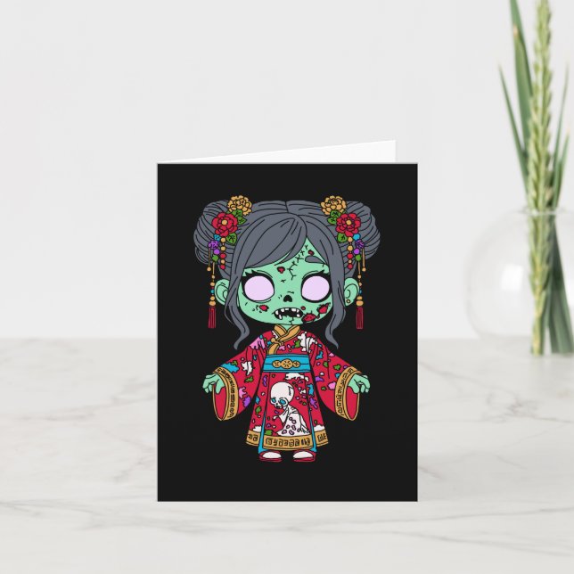 Cute Chinese Zombie Note Card (Front)