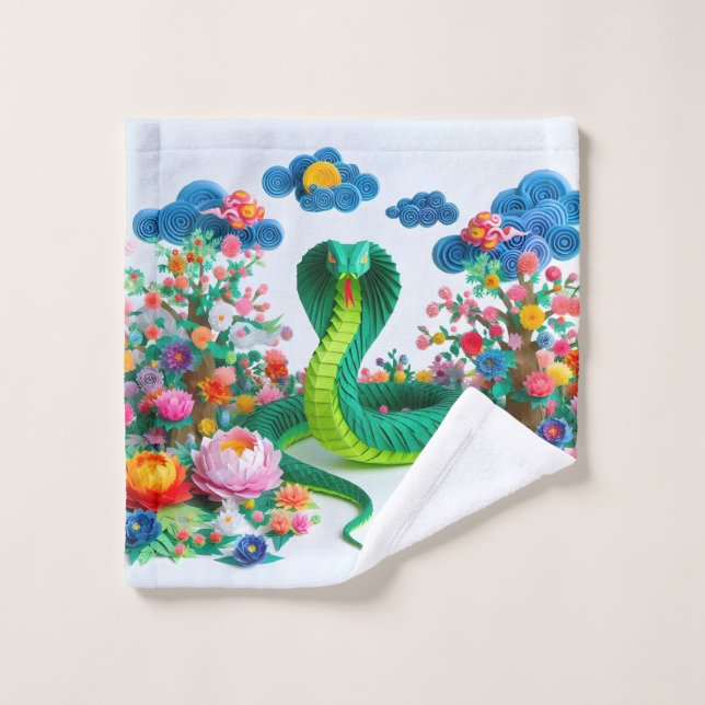 Cute chinois serpent du Nouvel An 2025 WC4 (Gant de toilette)