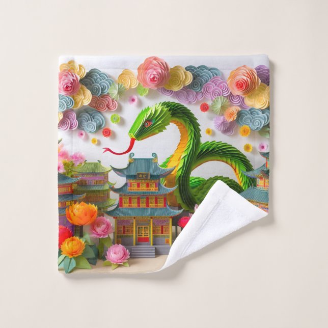 Cute chinois serpent du Nouvel An 2025 WC7 (Gant de toilette)