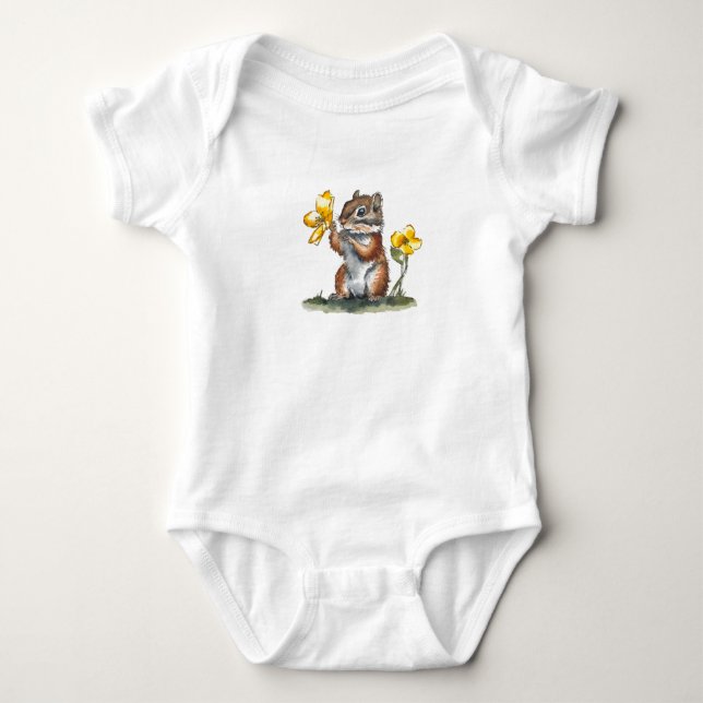 Cute Chipmunk Baby Bodysuit (Front)