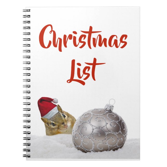 Cute Chipmunk Christmas List Notebook (Front)