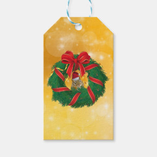 Cute Chipmunk Christmas Wreath Gift Tags