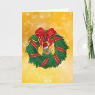 Cute Chipmunk Christmas Wreath Holiday Card