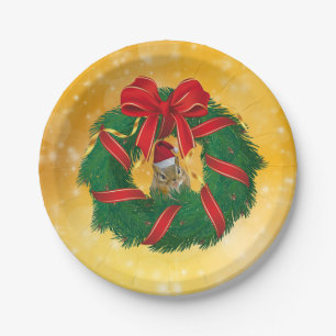 Cute Chipmunk Christmas Wreath Paper Plate