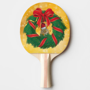 Cute Chipmunk Christmas Wreath Ping Pong Paddle