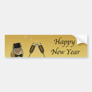 Cute Chipmunk Happy New Year Bumper Sticker