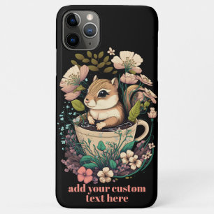 Cute Chipmunk in Cup Wildflower Cottagecore Custom iPhone 11 Pro Max Case