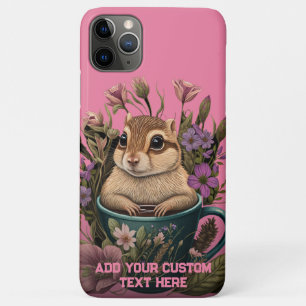 Cute Chipmunk in Cup Wildflower Cottagecore Custom iPhone 11 Pro Max Case