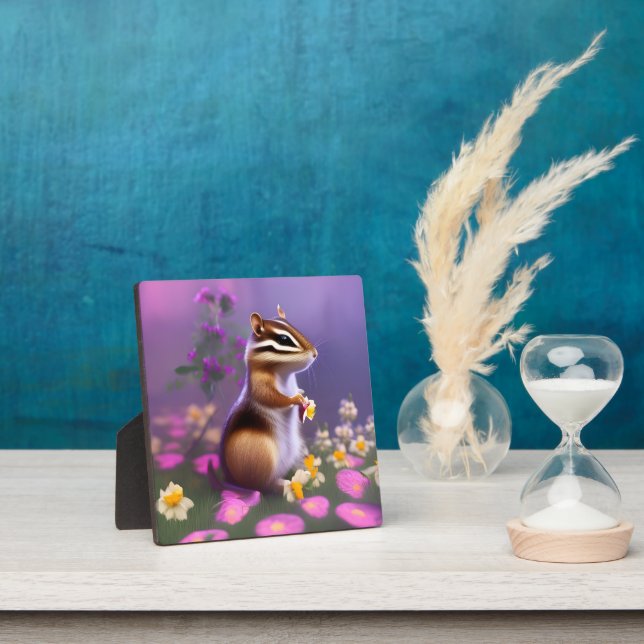 Cute Chipmunk in Flowers  Plaque (Insitu)