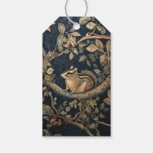 Cute Chipmunk in William Morris Style Forest Gift Tags