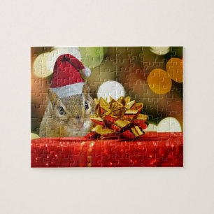 Cute Chipmunk Merry Christmas Jigsaw Puzzle