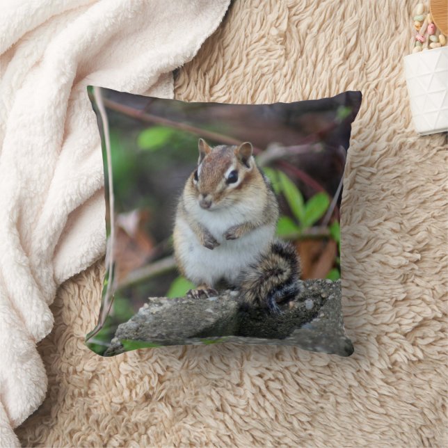 Cute Chipmunk Nature Wildlife  Throw Pillow (Blanket)