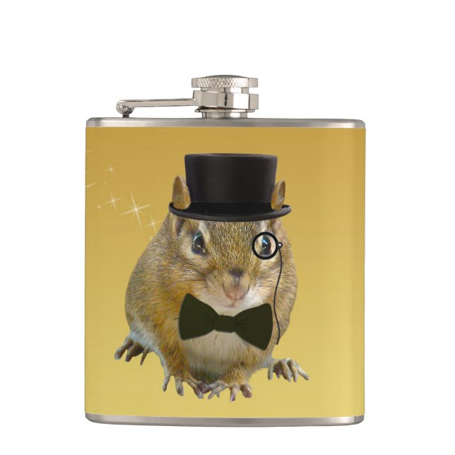 Cute Chipmunk New Year’s Eve Party Hip Flask (Front)