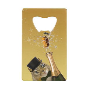 Cute Chipmunk New Year’s Eve Party Wallet Bottle Opener