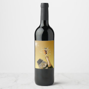 Cute Chipmunk New Year’s Eve Party Wine Label