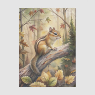 Cute Chipmunk on a Big Branch in the Forest Tissue Paper