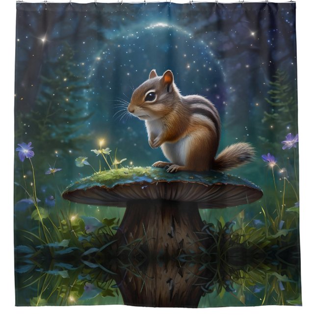 Cute Chipmunk on Mushroom in Magical Garden (Front)